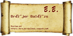 Brájer Balázs névjegykártya