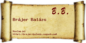 Brájer Balázs névjegykártya